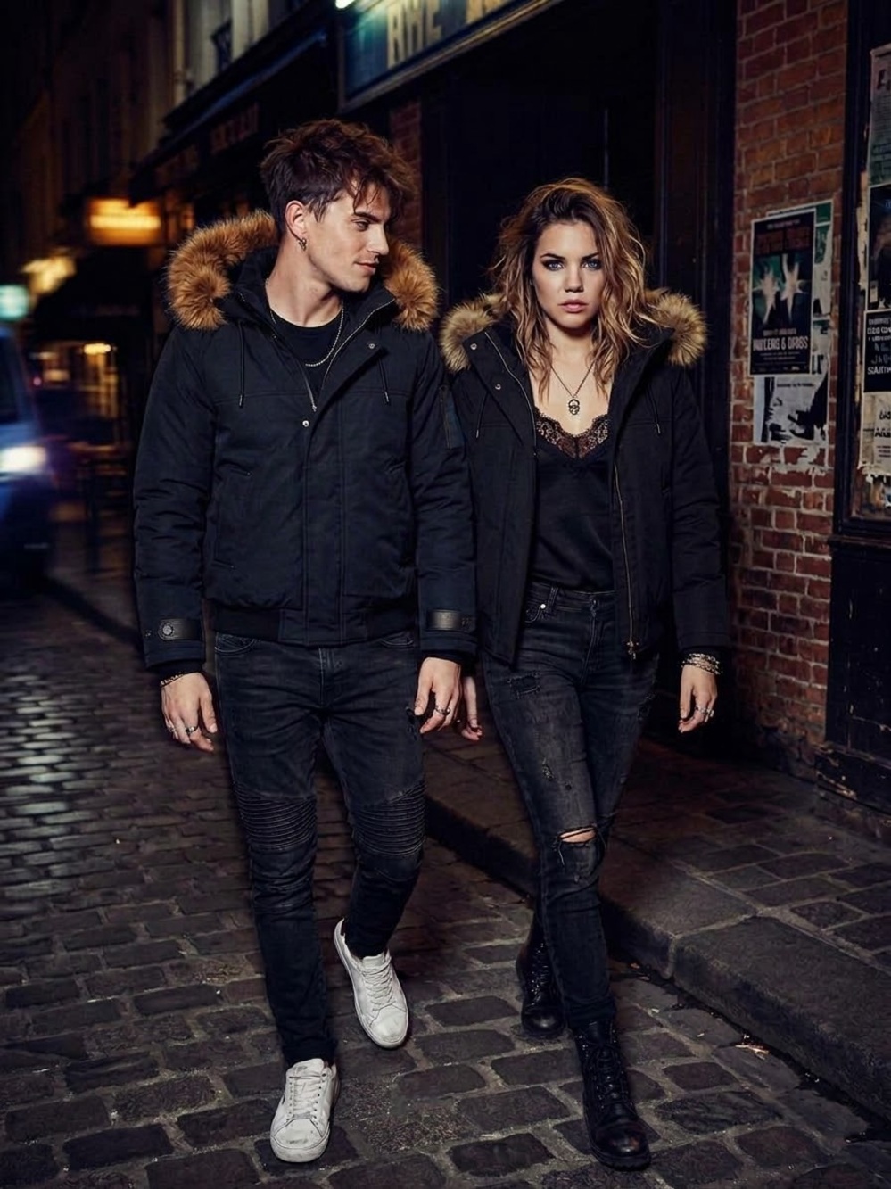 NWT - The Kooples Black Down Fill Puffer Jacket With Removable Faux Fur Trim XS